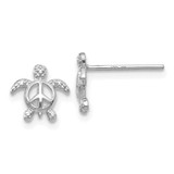 Image of 9mm 14K White Gold Peace Turtle Stud Post Earrings