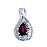 Image of 14K White Gold Pear Ruby & Diamond Pendant (Chain NOT included)