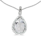 Image of 14k White Gold Pear White Topaz Pendant (Chain NOT included)