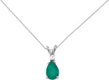 Image of 14K White Gold Pear-Shaped Emerald & Diamond Oval Pendant (Chain NOT included)