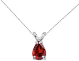 Image of 14K White Gold Pear-Shaped Garnet Pendant (Chain NOT included)