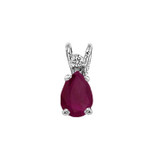 Image of 14K White Gold Pear-Shaped Ruby & Diamond Pendant (Chain NOT included)