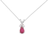 Image of 14K White Gold Pear-Shaped Ruby Pendant with Diamonds (Chain NOT included)