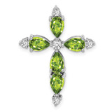 Image of 14k White Gold Peridot and Diamond Cross Pendant PM7040-PE-020-WA
