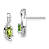 Image of 14mm 14K White Gold Peridot and Diamond Earrings XBS394
