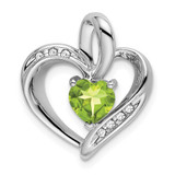 Image of 14k White Gold Peridot and Diamond Heart Pendant