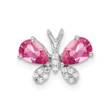 Image of 14K White Gold Pink Tourmaline & Diamond Butterfly Chain Slide Pendant