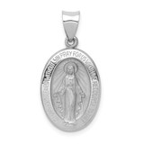 Image of 14K White Gold Polished & Satin Miraculous Medal Pendant XR1399