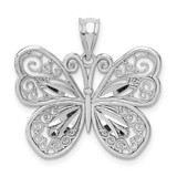 Image of 14K White Gold Polished & Shiny-cut Butterfly Pendant