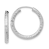 Image of 25mm 14K White Gold Polished & Shiny-Cut Endless Hoop Earrings TF1005W