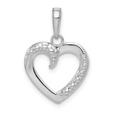 Image of 14K White Gold Polished & Textured Heart Pendant