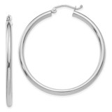 Image of 40mm 14K White Gold Polished 2.5mm Lightweight Tube Hoop Earrings T846L
