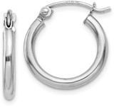 Image of 15mm 14K White Gold Polished 2mm Lightweight Tube Hoop Earrings T829L