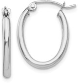 Image of 10mm 14K White Gold Polished 2mm Oval Tube Hoop Earrings TC117