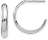 Image of 17mm 14K White Gold Polished 3.5mm J-Hoop Earrings