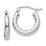 Image of 16mm 14K White Gold Polished 3mm Tube Hoop Earrings T851