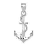 Image of 14K White Gold Polished Anchor w/ Rope Pendant