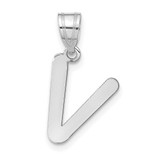 Image of 14K White Gold Polished Bubble Letter V Initial Pendant