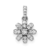 Image of 14K White Gold Polished Diamond Flower Pendant
