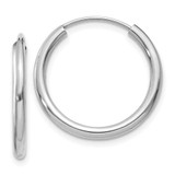 Image of 17mm 14K White Gold Polished Endless 2mm Hoop Earrings H991