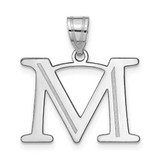 Image of 14K White Gold Polished Etched Letter M Initial Pendant
