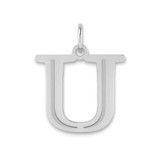 Image of 14K White Gold Polished Etched Letter U Initial Pendant