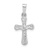 Image of 14K White Gold Polished Inri Rounded Crucifix Pendant XR1656
