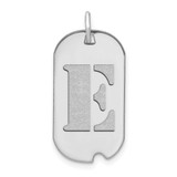 Image of 14K White Gold Polished Letter E Initial Dog Tag Pendant