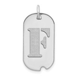 Image of 14K White Gold Polished Letter F Initial Dog Tag Pendant