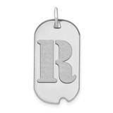 Image of 14K White Gold Polished Letter R Initial Dog Tag Pendant