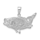 Image of 14K White Gold Polished Open-Backed Bass Fish Pendant