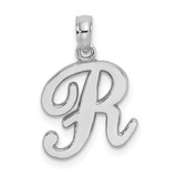 Image of 14K White Gold Polished R Script Initial Pendant