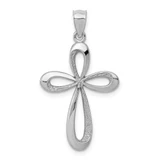 Image of 14K White Gold Polished Ribbon Cross Pendant