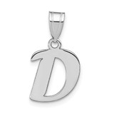 Image of 14k White Gold Polished Script Letter D Initial Pendant