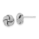 Image of 9mm 14K White Gold Polished Textured Triple Love Knot Stud Post Earrings