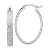 Image of 28.91mm 14K White Gold Polished, Satin & Shiny-Cut Hoop Earrings TF1086W