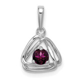 Image of 14K White Gold Rhodolite Garnet Triangle Pendant
