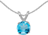 Image of 14k White Gold Round Blue Topaz Pendant (Chain NOT included)