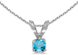 Image of 14k White Gold Round Blue Topaz Pendant (Chain NOT included) (CM-P1418XW-12)