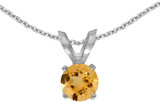 Image of 14k White Gold Round Citrine Pendant (Chain NOT included) (CM-P1414XW-11)