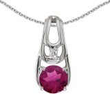 Image of 14k White Gold Round Rhodolite Garnet And Diamond Pendant (Chain NOT included) (CM-P2583XW-RG)