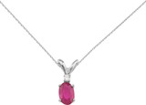 Image of 14K White Gold Ruby & Diamond Oval Pendant (Chain NOT included) P6089W-07