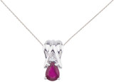 Image of 14K White Gold Ruby Pear Pendant with Diamonds (Chain NOT included)