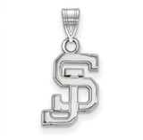 Image of 14K White Gold San Jose State University Small Pendant by LogoArt (4W005SJS)