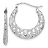 Image of 26mm 14K White Gold Satin and Shiny-Cut Hoop Earrings