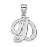 Image of 14K White Gold Script Letter D Initial Pendant