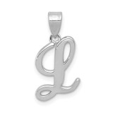 Image of 14K White Gold Script Letter L Initial Pendant