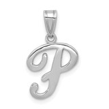 Image of 14K White Gold Script Letter P Initial Pendant
