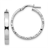 Image of 26.75mm 14K White Gold Shiny-Cut Edge Medium 3mm Polished Hoop Earrings