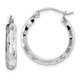 Image of 14K White Gold Shiny-Cut Hoop Earrings TF1586